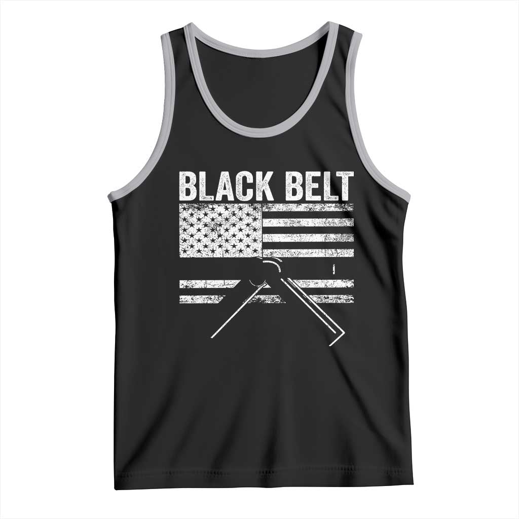 Martial Arts Karate Black Belt Tank Top Retro Vintage American Flag TS10 Black Athletic Heather Print Your Wear