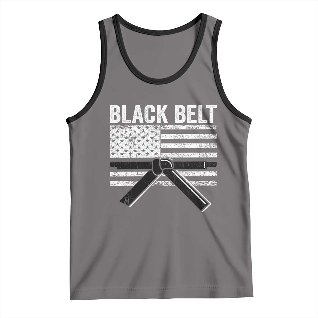 Martial Arts Karate Black Belt Tank Top Retro Vintage American Flag TS10 Deep Heather Black Print Your Wear