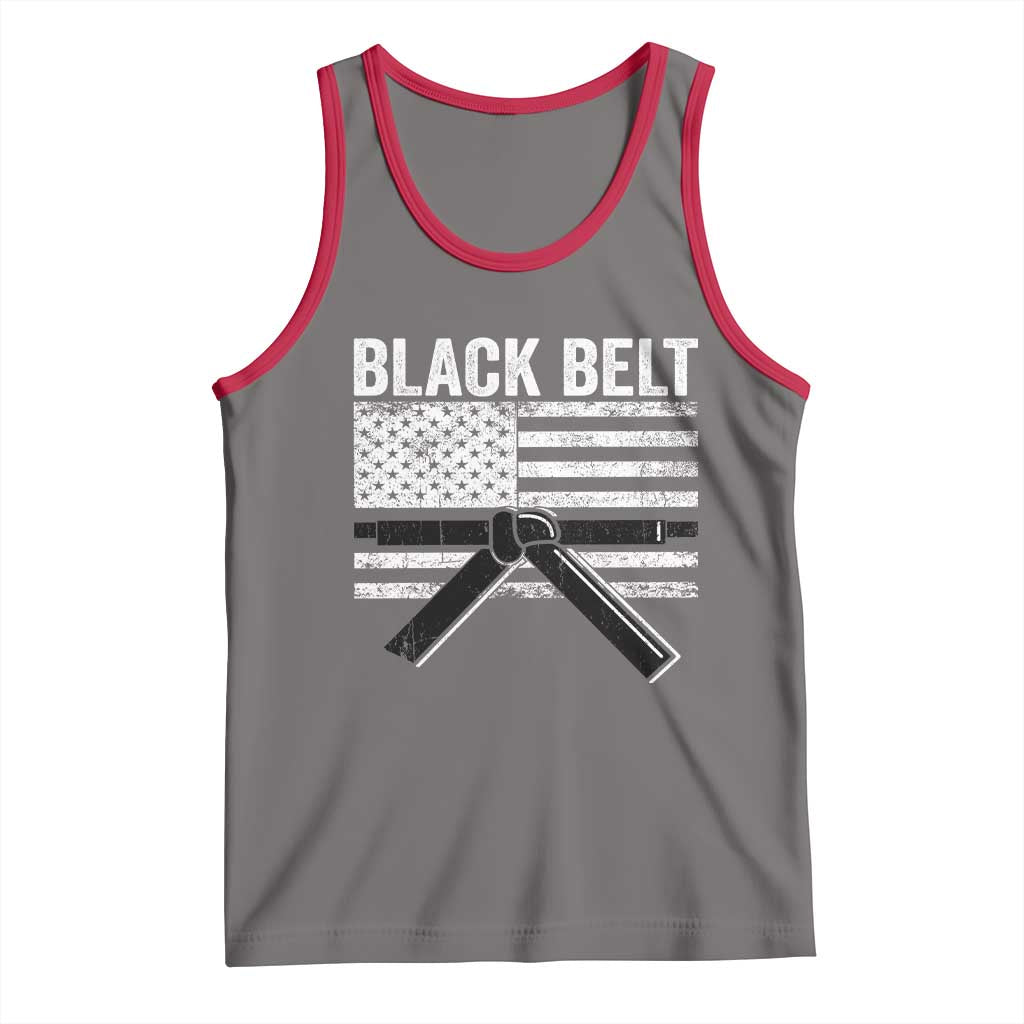 Martial Arts Karate Black Belt Tank Top Retro Vintage American Flag TS10 Deep Heather Red Print Your Wear