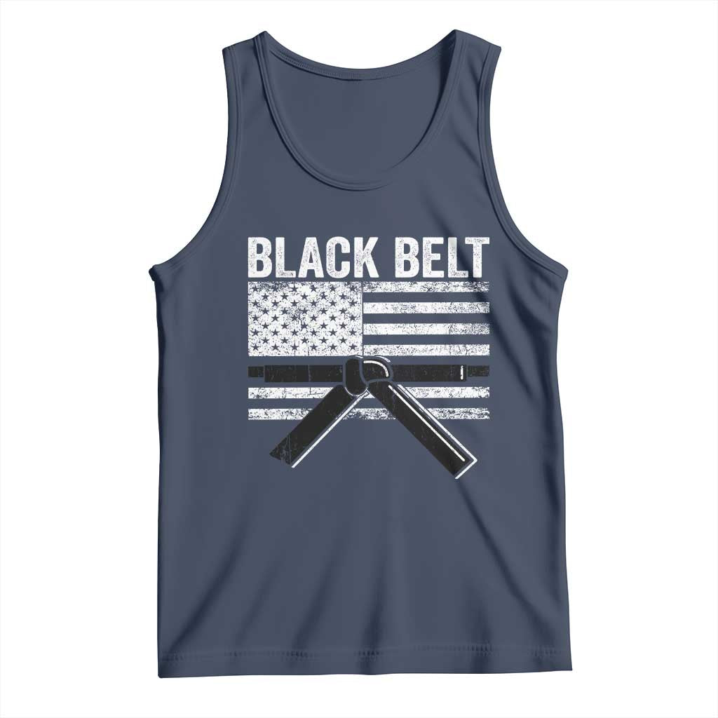 Martial Arts Karate Black Belt Tank Top Retro Vintage American Flag TS10 Navy Print Your Wear