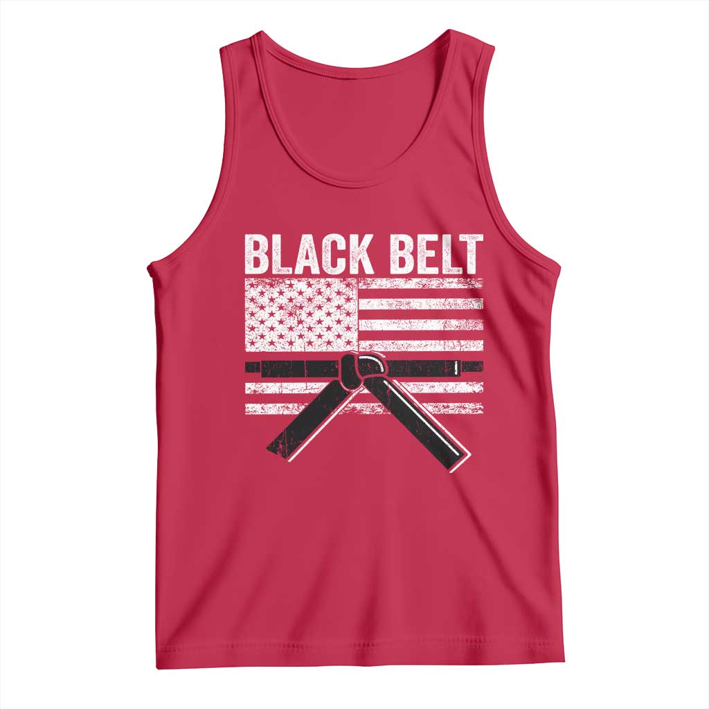 Martial Arts Karate Black Belt Tank Top Retro Vintage American Flag TS10 Red Print Your Wear