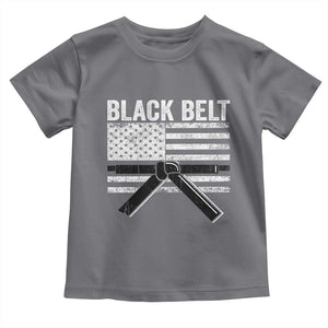 Martial Arts Karate Black Belt Toddler T Shirt Retro Vintage American Flag TS10 Charcoal Print Your Wear