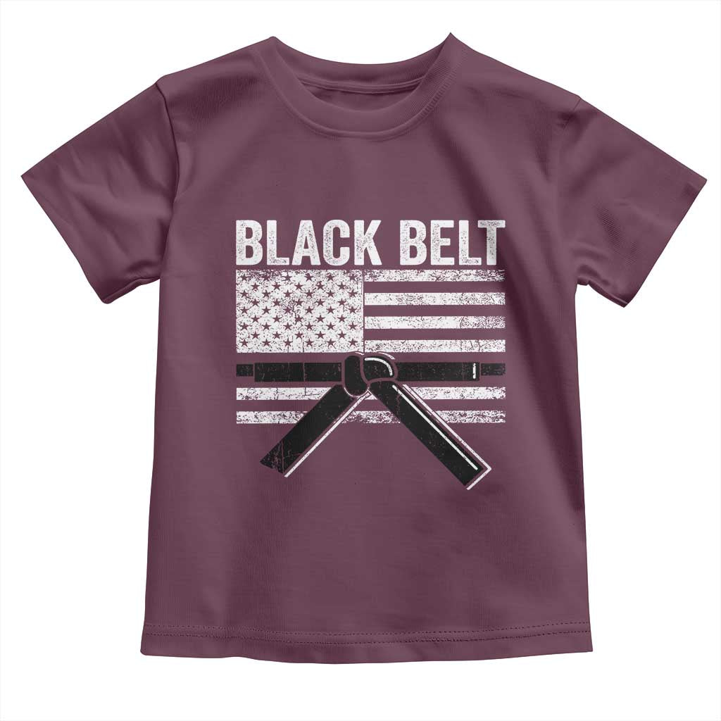 Martial Arts Karate Black Belt Toddler T Shirt Retro Vintage American Flag TS10 Maroon Print Your Wear