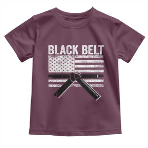 Martial Arts Karate Black Belt Toddler T Shirt Retro Vintage American Flag TS10 Maroon Print Your Wear