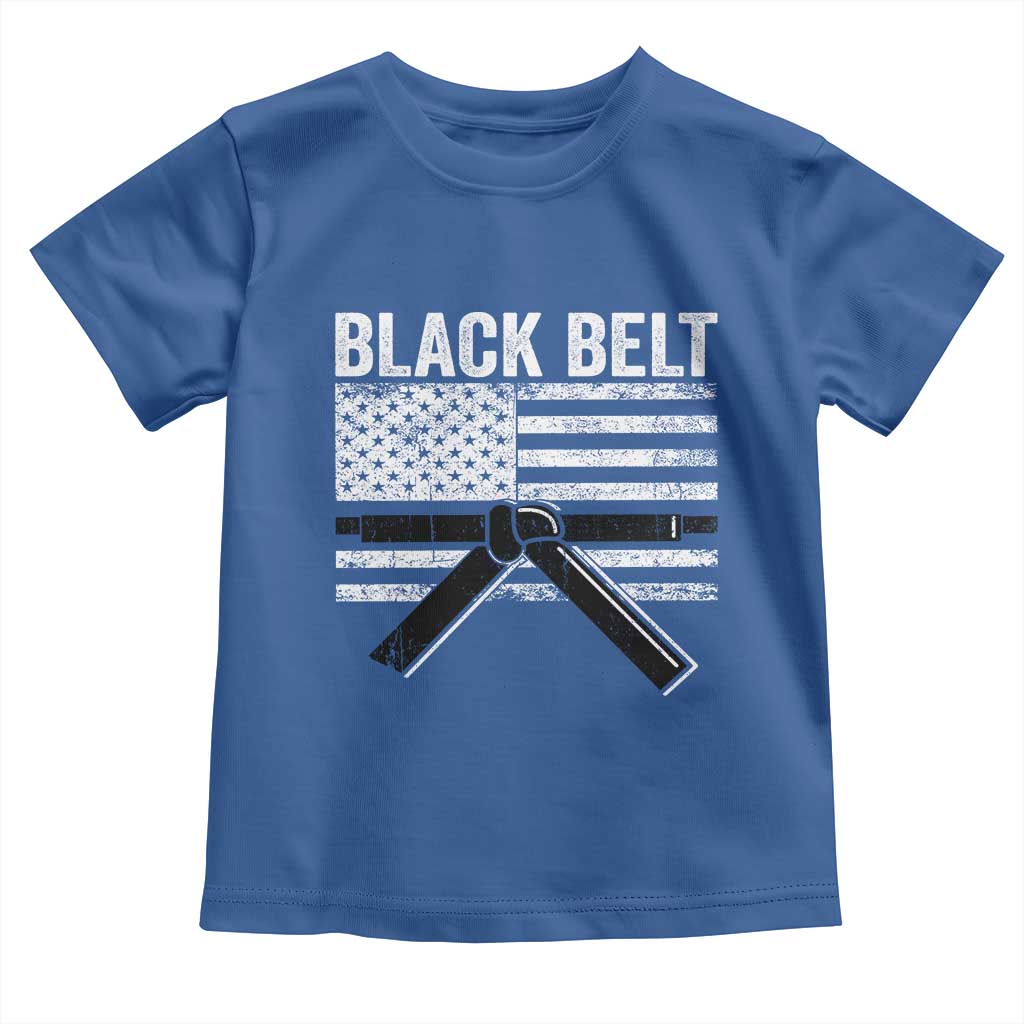 Martial Arts Karate Black Belt Toddler T Shirt Retro Vintage American Flag TS10 Royal Blue Print Your Wear