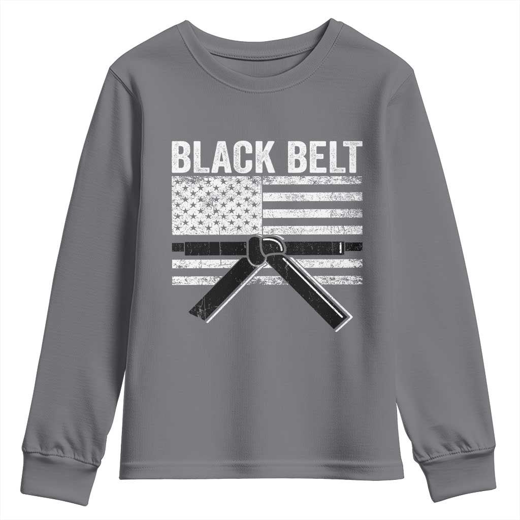 Martial Arts Karate Black Belt Youth Sweatshirt Retro Vintage American Flag TS10 Charcoal Print Your Wear