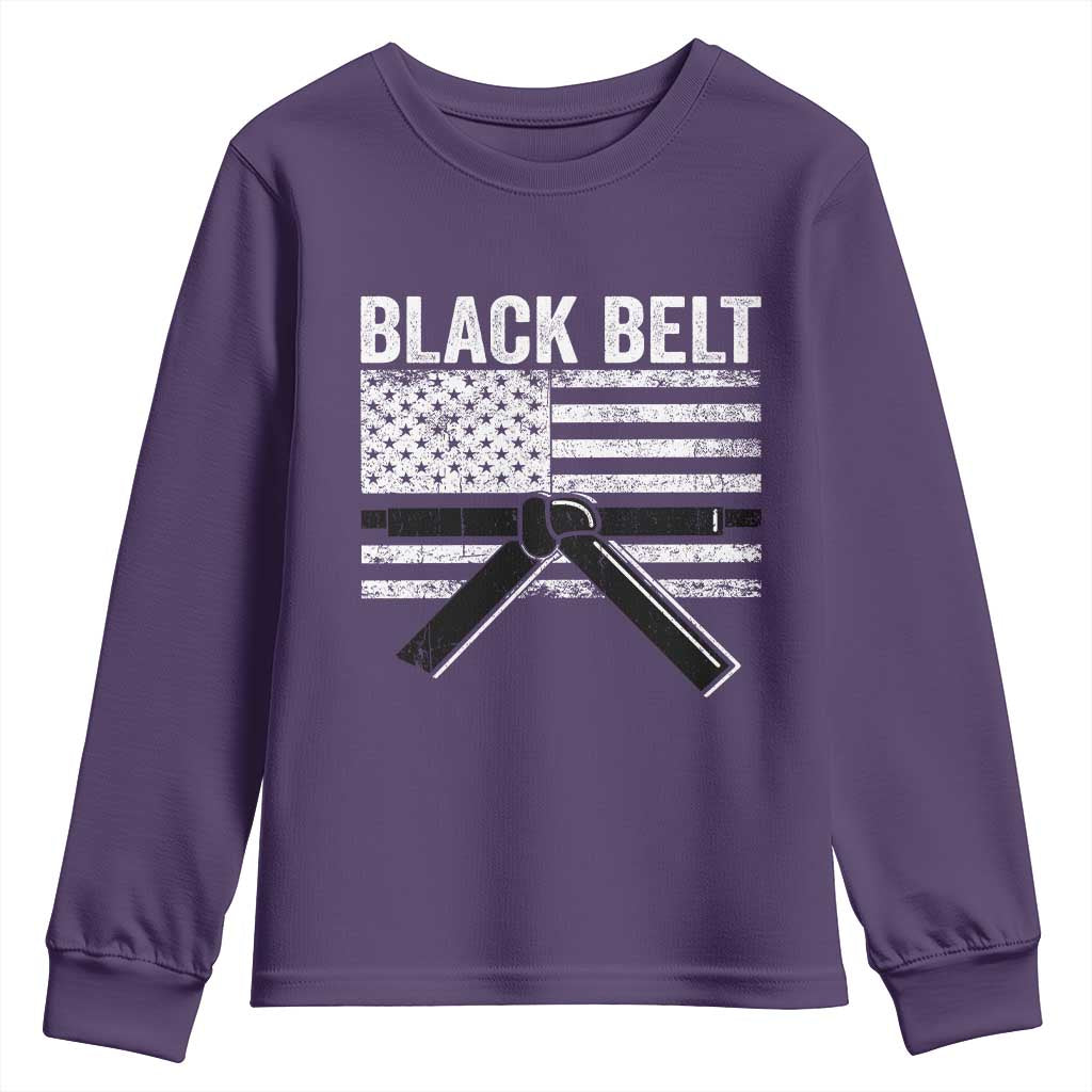 Martial Arts Karate Black Belt Youth Sweatshirt Retro Vintage American Flag TS10 Purple Print Your Wear