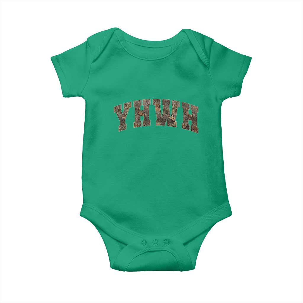 Camo YHWH Baby Onesie Christianity Jesus Preppy Christian Faith Bible Verse TS10 Irish Green Print Your Wear