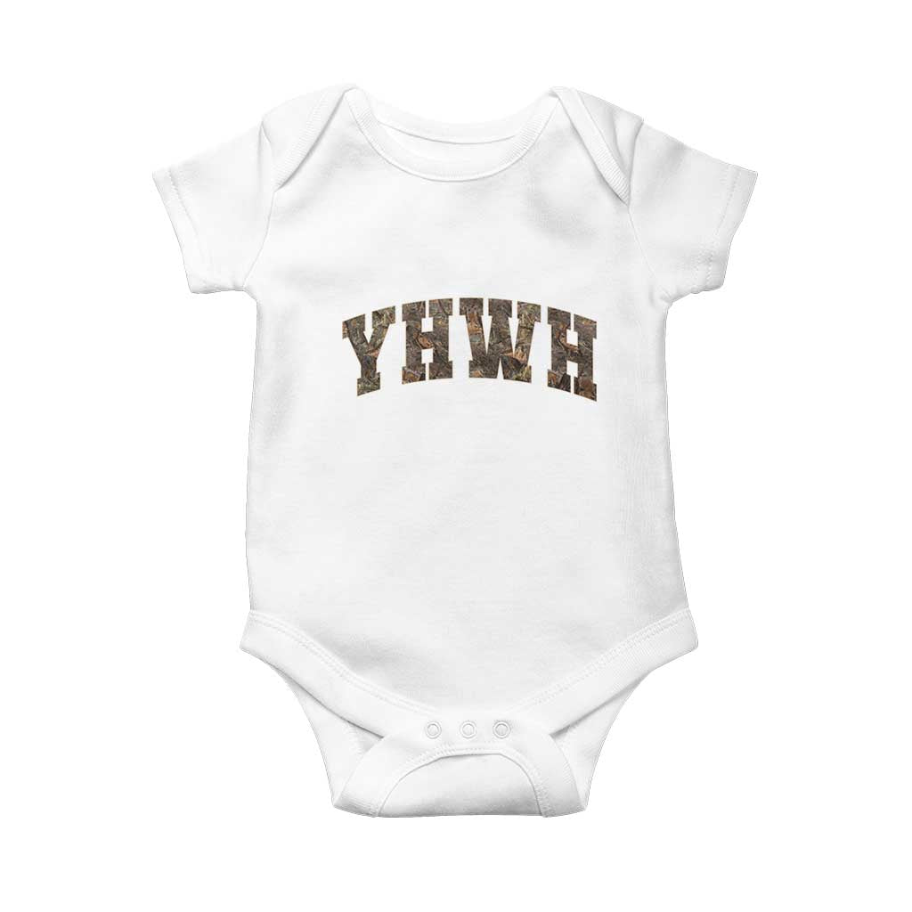 Camo YHWH Baby Onesie Christianity Jesus Preppy Christian Faith Bible Verse TS10 White Print Your Wear