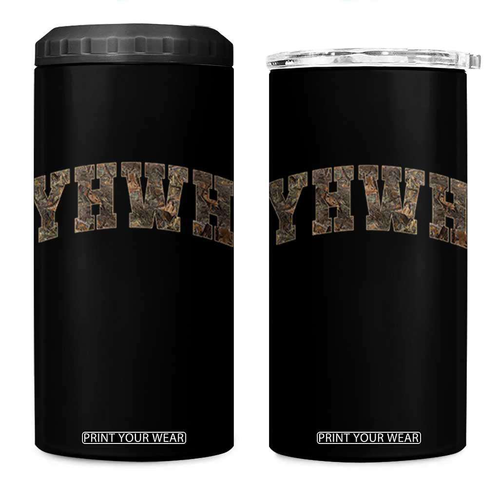 Camo YHWH 4 in 1 Can Cooler Tumbler Christianity Jesus Preppy Christian Faith Bible Verse TS10 One Size: 16 oz Black Print Your Wear