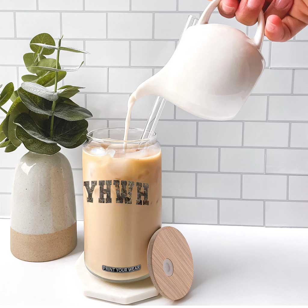 Camo YHWH Glass Can Christianity Jesus Preppy Christian Faith Bible Verse TS10 Print Your Wear