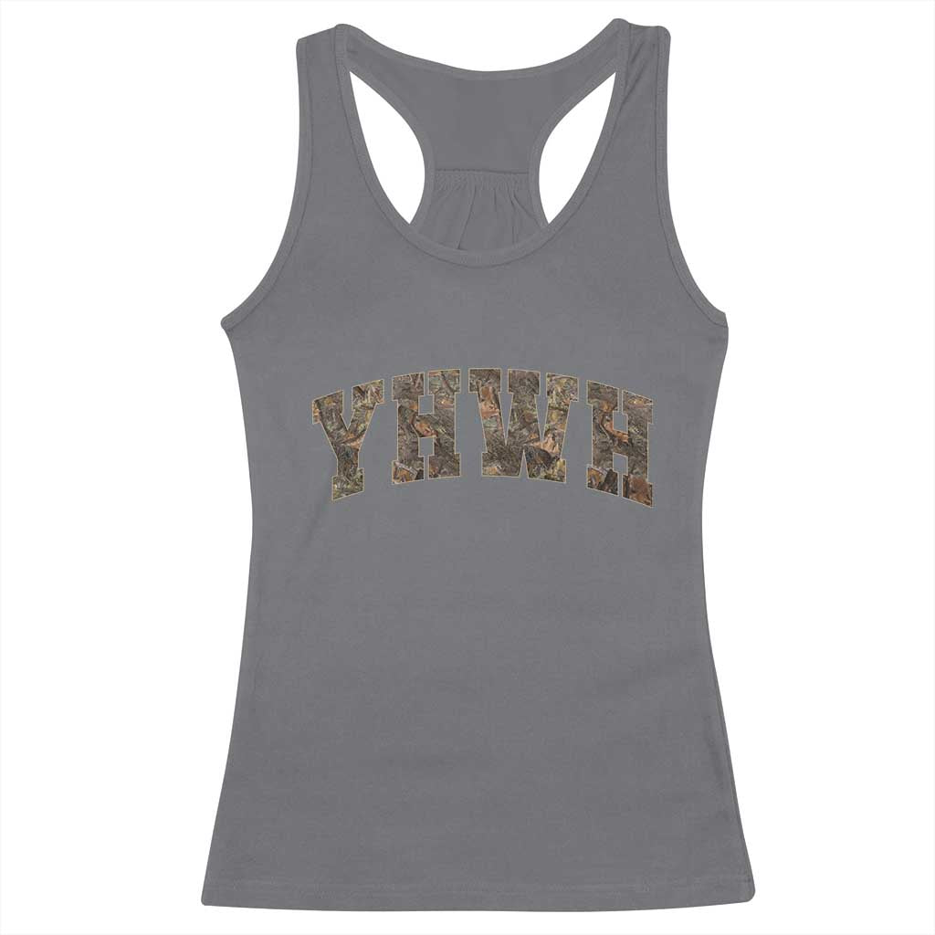 Camo YHWH Racerback Tank Top Christianity Jesus Preppy Christian Faith Bible Verse TS10 Charcoal Print Your Wear