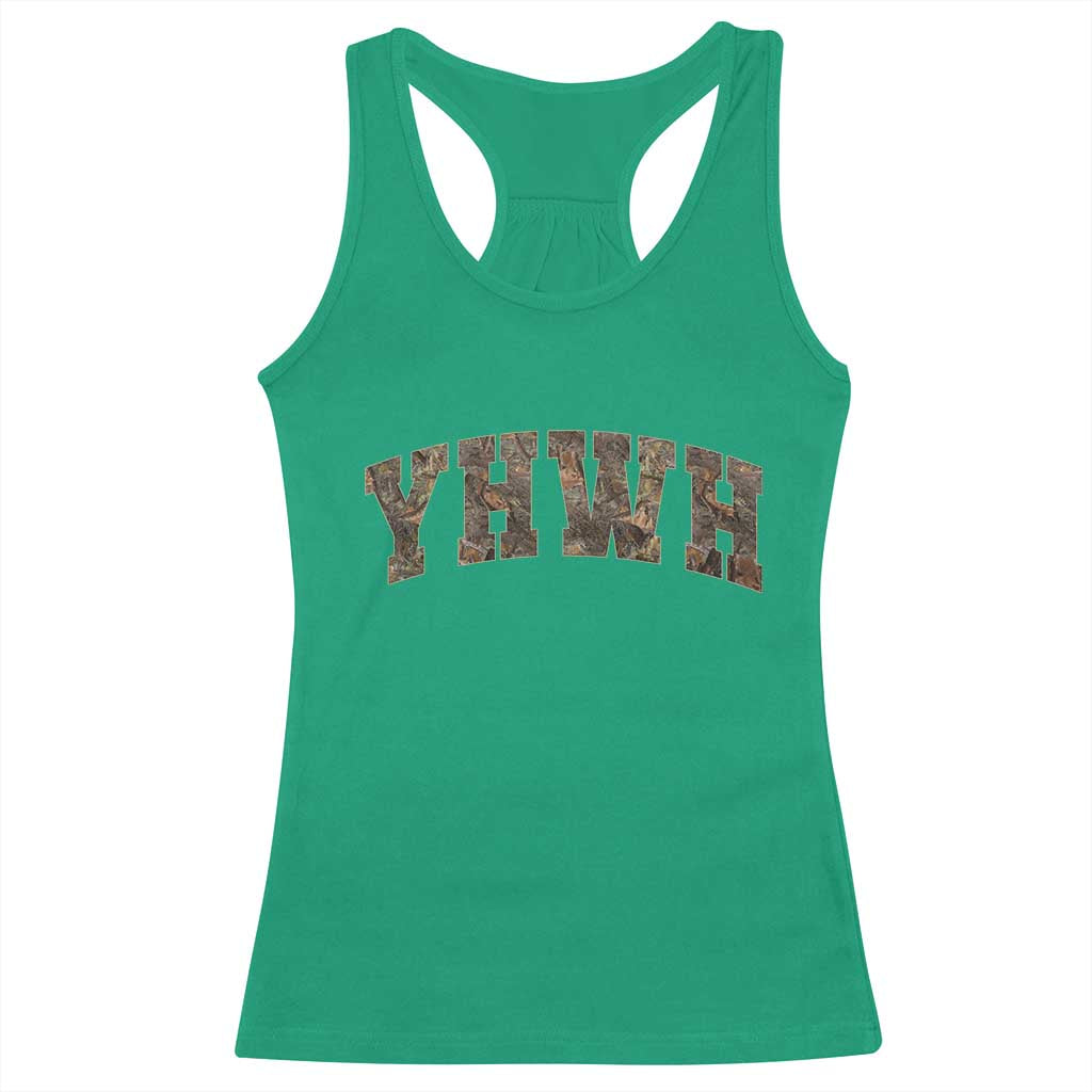 Camo YHWH Racerback Tank Top Christianity Jesus Preppy Christian Faith Bible Verse TS10 Irish Green Print Your Wear