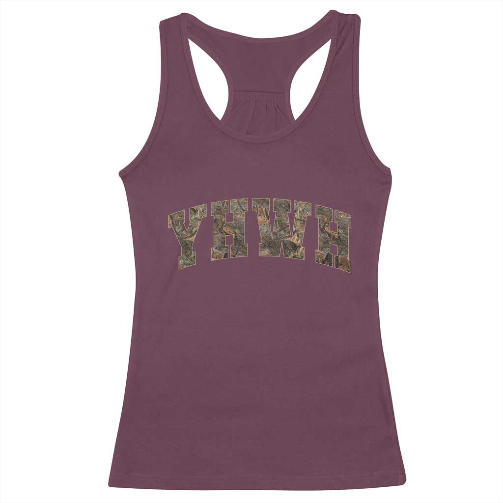 Camo YHWH Racerback Tank Top Christianity Jesus Preppy Christian Faith Bible Verse TS10 Maroon Print Your Wear