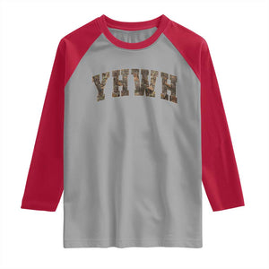 Camo YHWH Raglan Shirt Christianity Jesus Preppy Christian Faith Bible Verse TS10 Sport Gray Red Print Your Wear