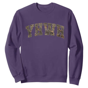 Camo YHWH Sweatshirt Christianity Jesus Preppy Christian Faith Bible Verse TS10 Purple Print Your Wear