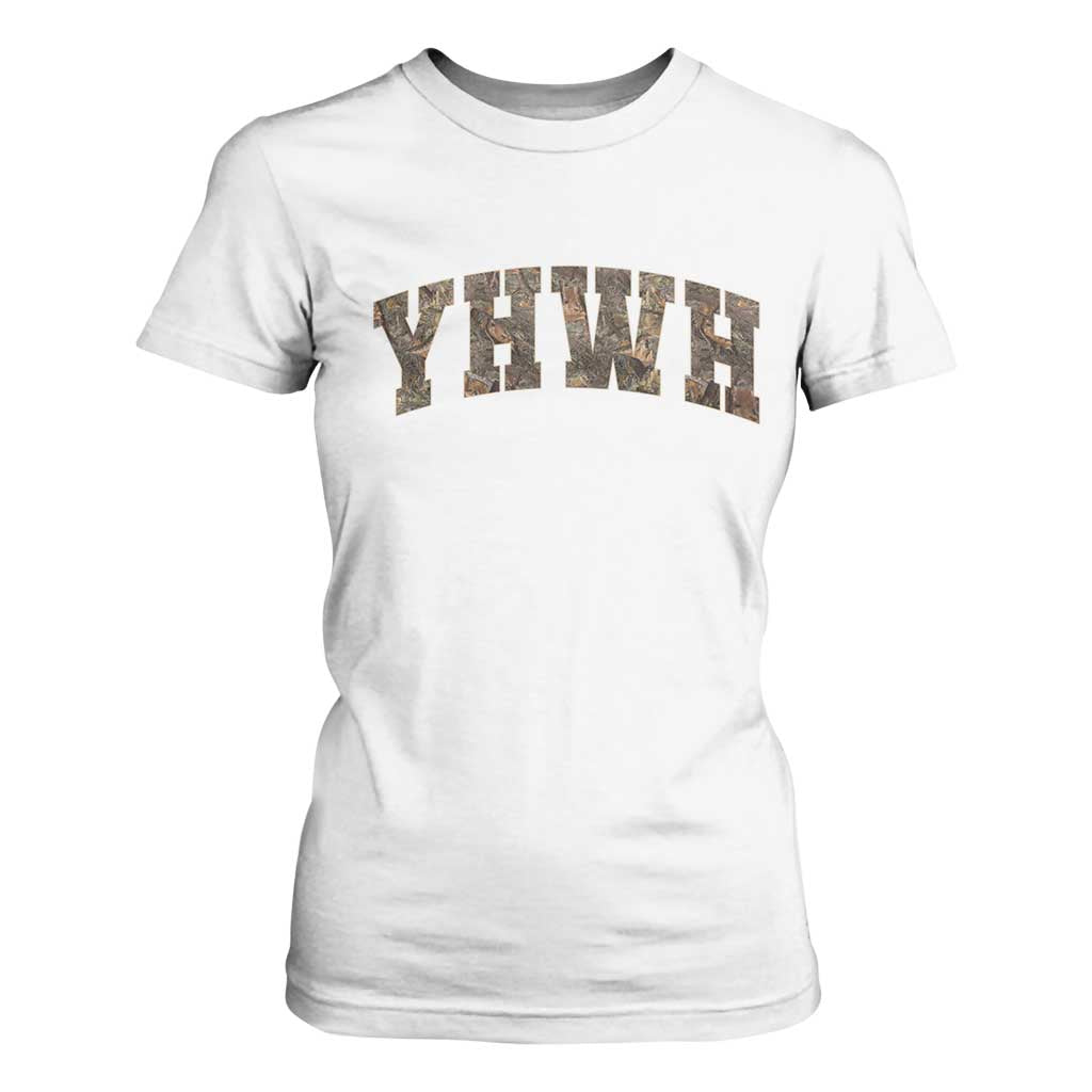 Camo YHWH T Shirt For Women Christianity Jesus Preppy Christian Faith Bible Verse TS10 White Print Your Wear