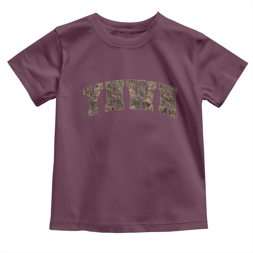 Camo YHWH Toddler T Shirt Christianity Jesus Preppy Christian Faith Bible Verse TS10 Maroon Print Your Wear