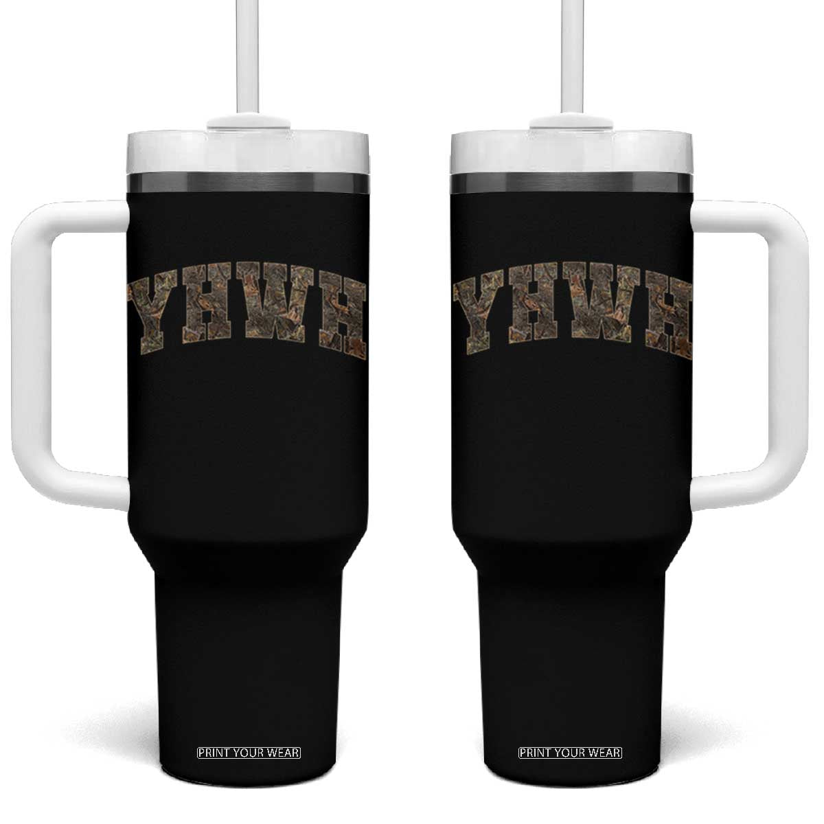 Camo YHWH Tumbler With Handle Christianity Jesus Preppy Christian Faith Bible Verse TS10 One Size: 40 oz Black Print Your Wear