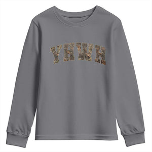 Camo YHWH Youth Sweatshirt Christianity Jesus Preppy Christian Faith Bible Verse TS10 Charcoal Print Your Wear