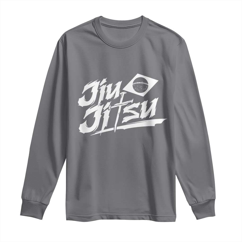 Brazilian Jiu Jitsu Long Sleeve Shirt Christian Cross BJJ Fighter Training Tee for Martial Arts Lovers TS10 Charcoal Print Your Wear
