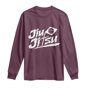 Brazilian Jiu Jitsu Long Sleeve Shirt Christian Cross BJJ Fighter Training Tee for Martial Arts Lovers TS10 Maroon Print Your Wear