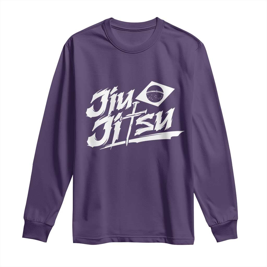 Brazilian Jiu Jitsu Long Sleeve Shirt Christian Cross BJJ Fighter Training Tee for Martial Arts Lovers TS10 Purple Print Your Wear