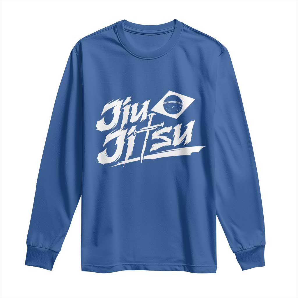 Brazilian Jiu Jitsu Long Sleeve Shirt Christian Cross BJJ Fighter Training Tee for Martial Arts Lovers TS10 Royal Blue Print Your Wear