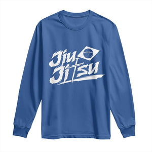 Brazilian Jiu Jitsu Long Sleeve Shirt Christian Cross BJJ Fighter Training Tee for Martial Arts Lovers TS10 Royal Blue Print Your Wear