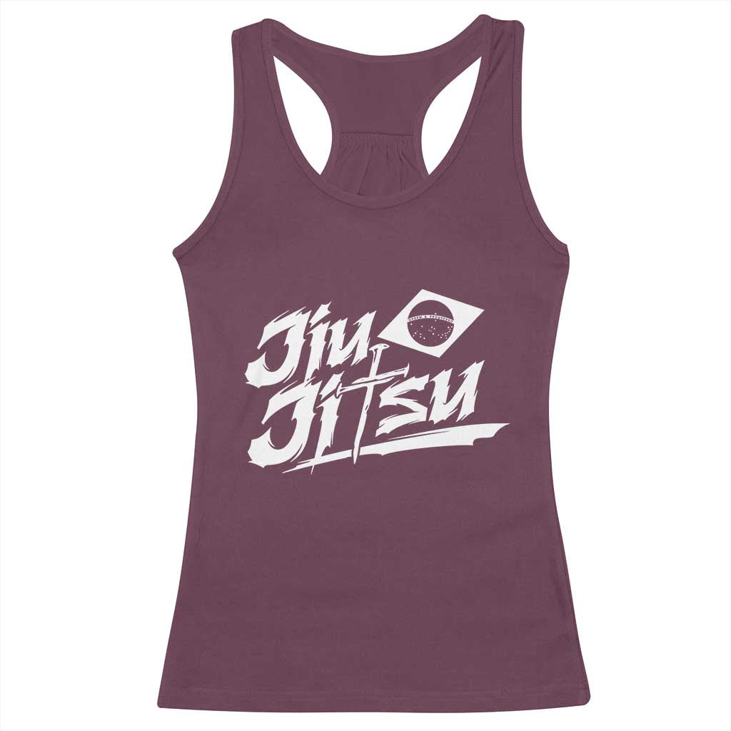 Brazilian Jiu Jitsu Racerback Tank Top Christian Cross BJJ Fighter Training Tee for Martial Arts Lovers TS10 Maroon Print Your Wear