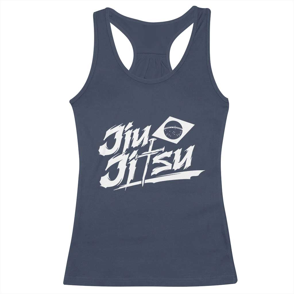 Brazilian Jiu Jitsu Racerback Tank Top Christian Cross BJJ Fighter Training Tee for Martial Arts Lovers TS10 Navy Print Your Wear