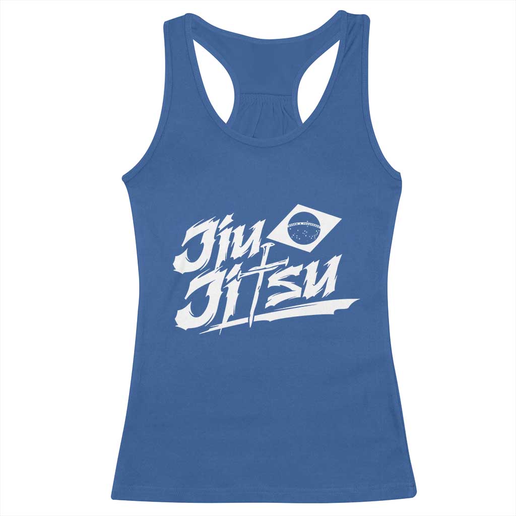 Brazilian Jiu Jitsu Racerback Tank Top Christian Cross BJJ Fighter Training Tee for Martial Arts Lovers TS10 Royal Blue Print Your Wear