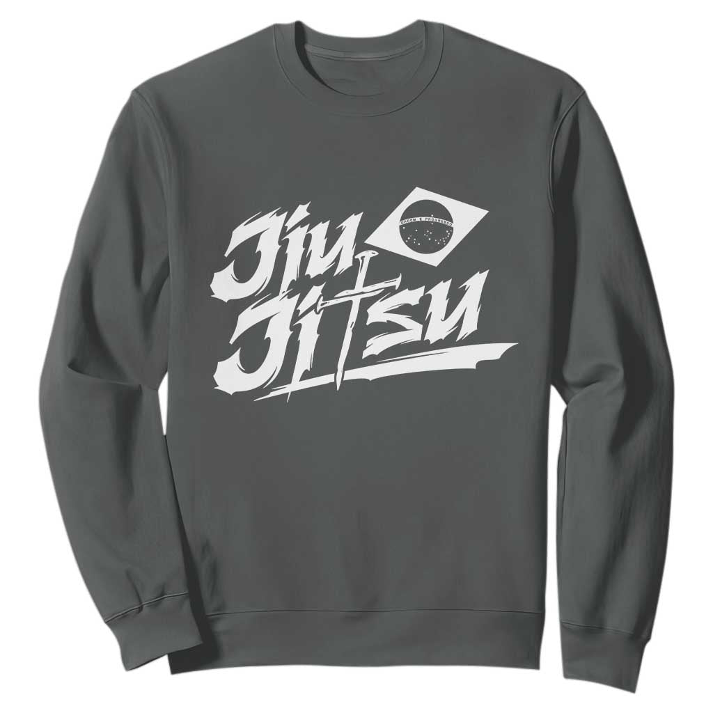 Brazilian Jiu Jitsu Sweatshirt Christian Cross BJJ Fighter Training Tee for Martial Arts Lovers TS10 Dark Heather Print Your Wear