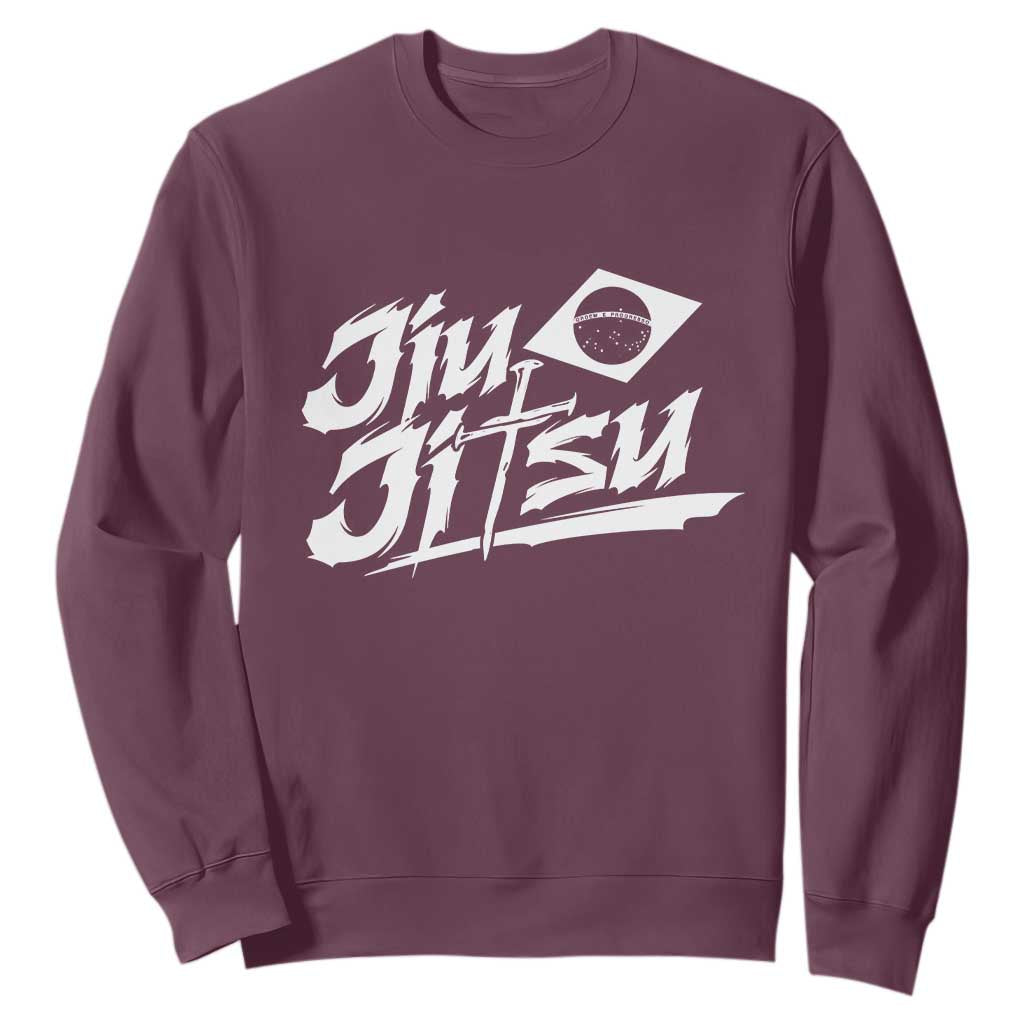 Brazilian Jiu Jitsu Sweatshirt Christian Cross BJJ Fighter Training Tee for Martial Arts Lovers TS10 Maroon Print Your Wear