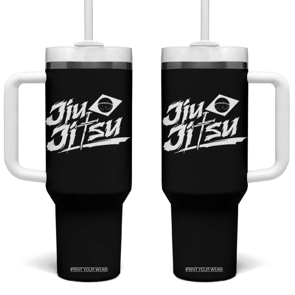 Brazilian Jiu Jitsu Tumbler With Handle Christian Cross BJJ Fighter Training Tee for Martial Arts Lovers TS10 One Size: 40 oz Black Print Your Wear