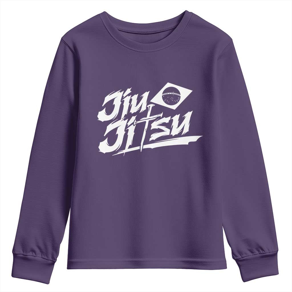 Brazilian Jiu Jitsu Youth Sweatshirt Christian Cross BJJ Fighter Training Tee for Martial Arts Lovers TS10 Purple Print Your Wear