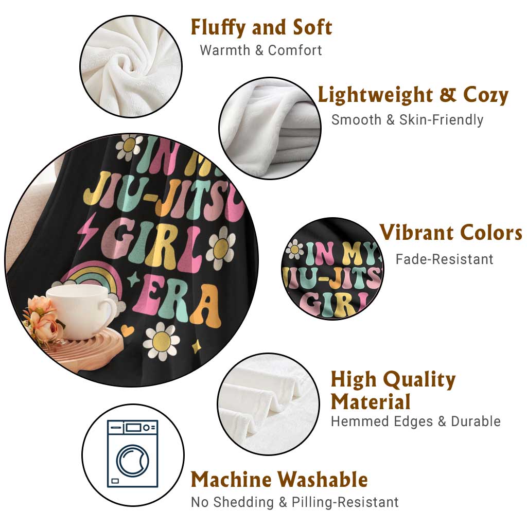 In My Jiu Jitsu Girl Era Throw Blanket Retro Groovy BJJ Girls TS10 Print Your Wear
