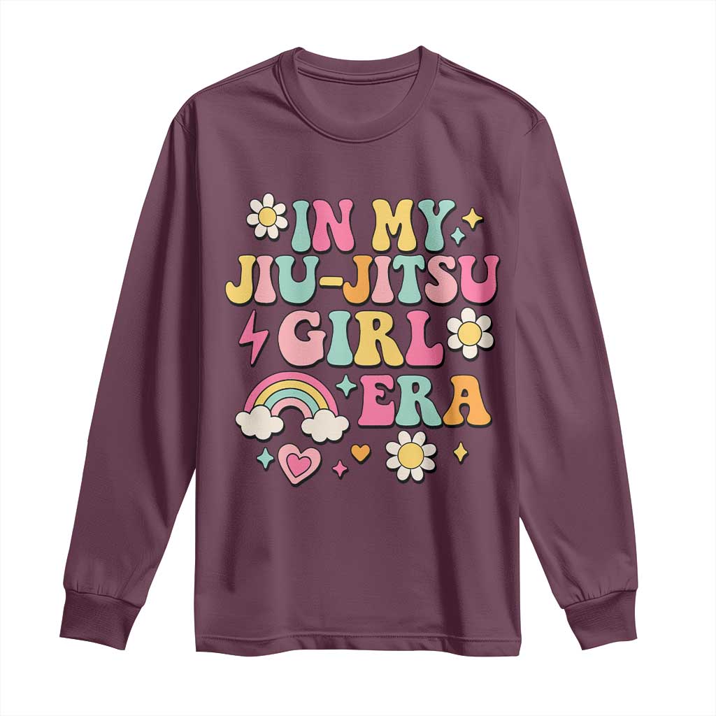 In My Jiu Jitsu Girl Era Long Sleeve Shirt Retro Groovy BJJ Girls TS10 Maroon Print Your Wear