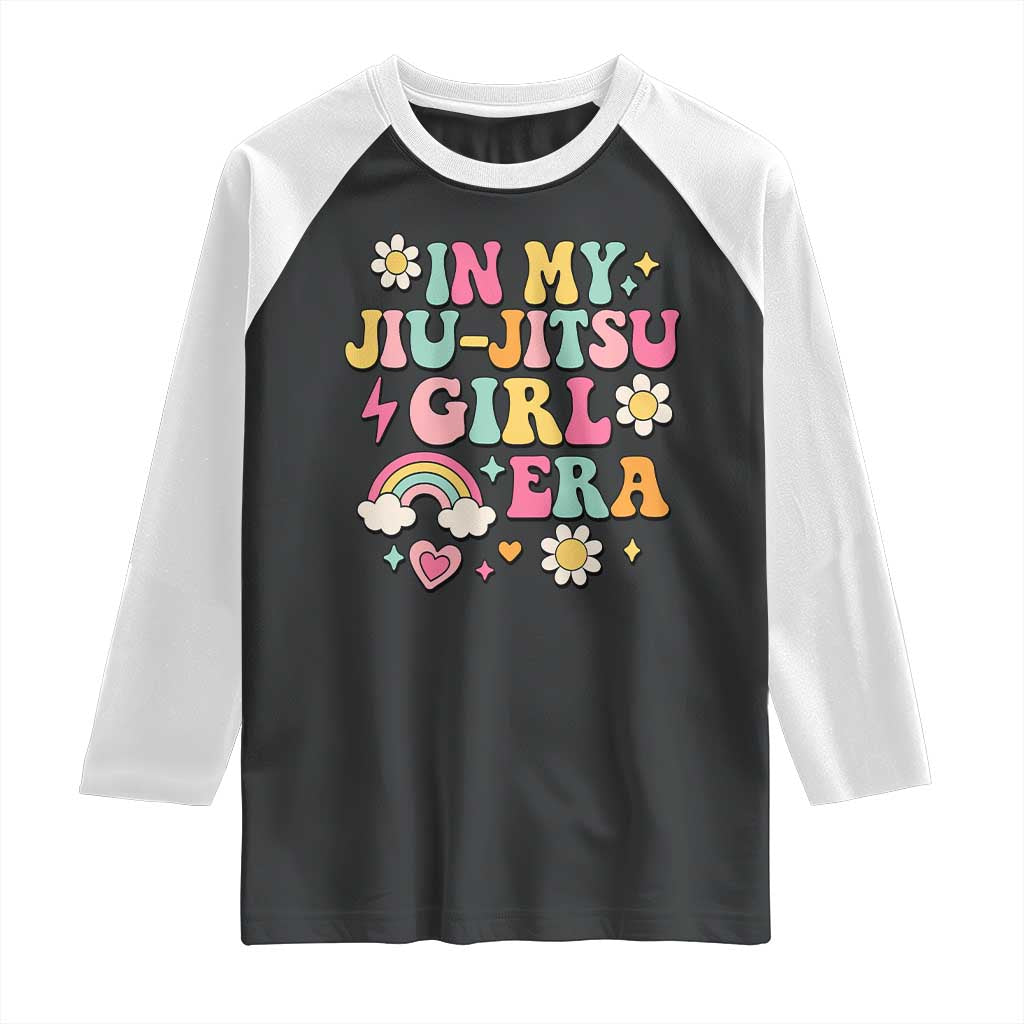 In My Jiu Jitsu Girl Era Raglan Shirt Retro Groovy BJJ Girls TS10 Black White Print Your Wear