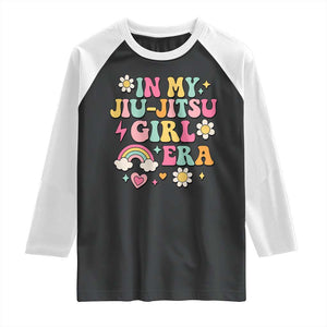 In My Jiu Jitsu Girl Era Raglan Shirt Retro Groovy BJJ Girls TS10 Black White Print Your Wear