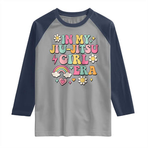 In My Jiu Jitsu Girl Era Raglan Shirt Retro Groovy BJJ Girls TS10 Sport Gray Navy Print Your Wear
