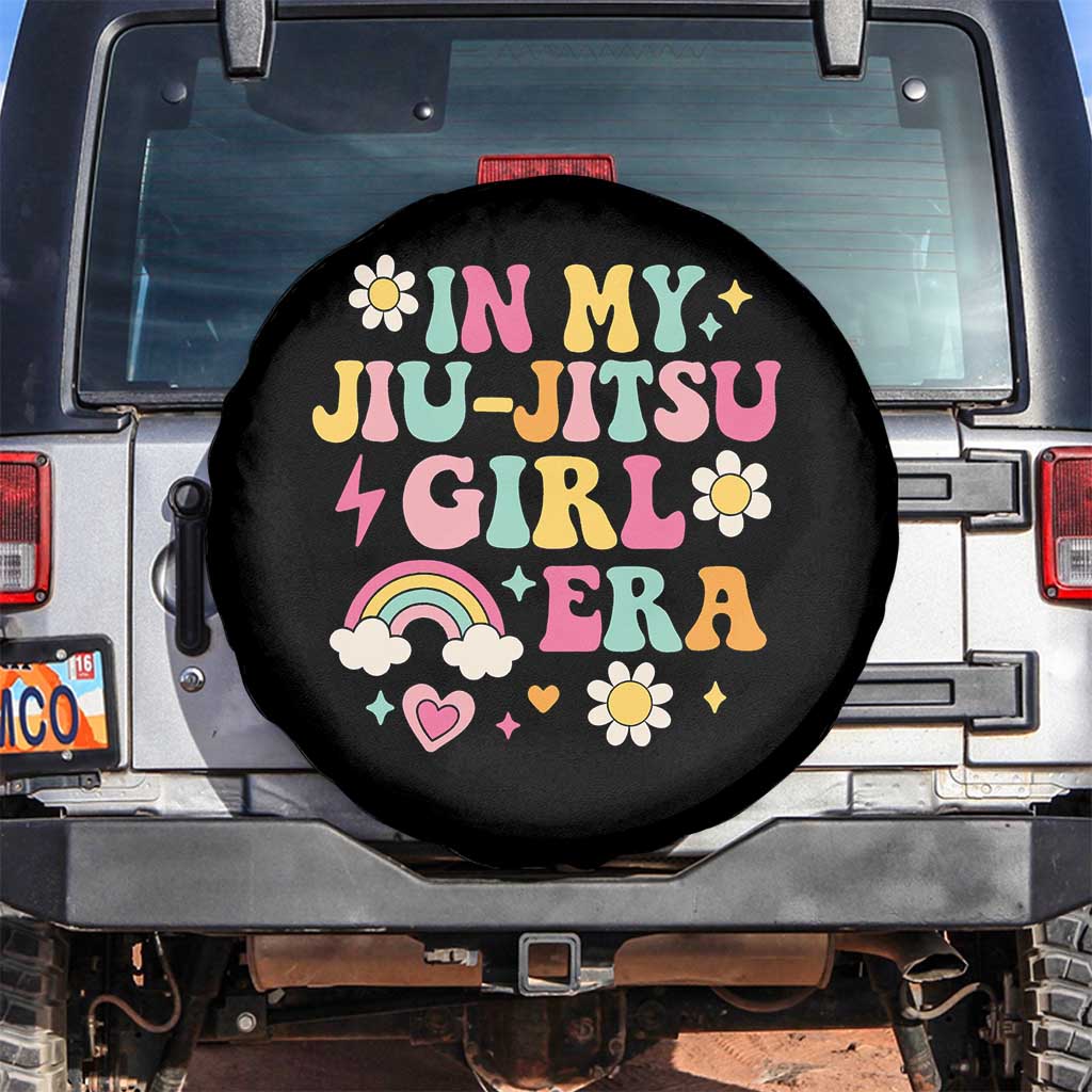 In My Jiu Jitsu Girl Era Spare Tire Cover Retro Groovy BJJ Girls TS10 No hole Black Print Your Wear