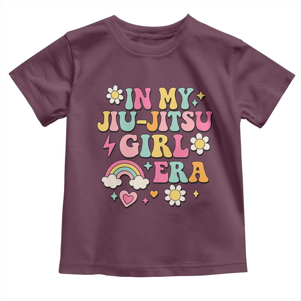 In My Jiu Jitsu Girl Era Toddler T Shirt Retro Groovy BJJ Girls TS10 Maroon Print Your Wear