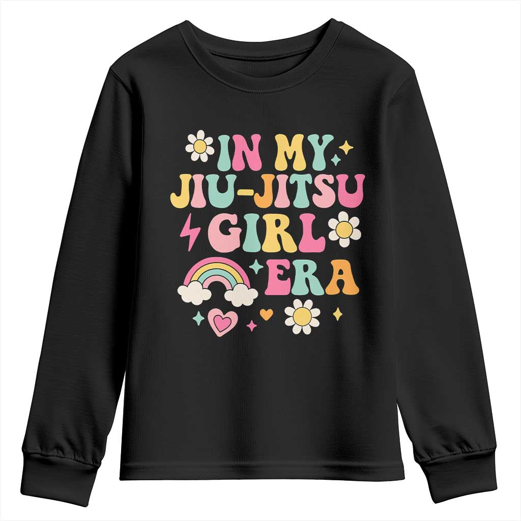 In My Jiu Jitsu Girl Era Youth Sweatshirt Retro Groovy BJJ Girls TS10 Black Print Your Wear
