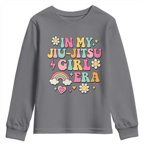 In My Jiu Jitsu Girl Era Youth Sweatshirt Retro Groovy BJJ Girls TS10 Charcoal Print Your Wear