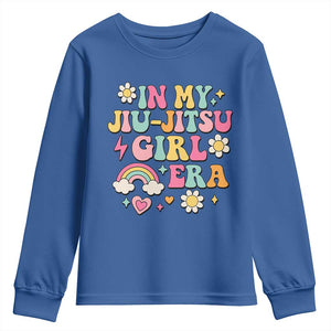 In My Jiu Jitsu Girl Era Youth Sweatshirt Retro Groovy BJJ Girls TS10 Royal Blue Print Your Wear