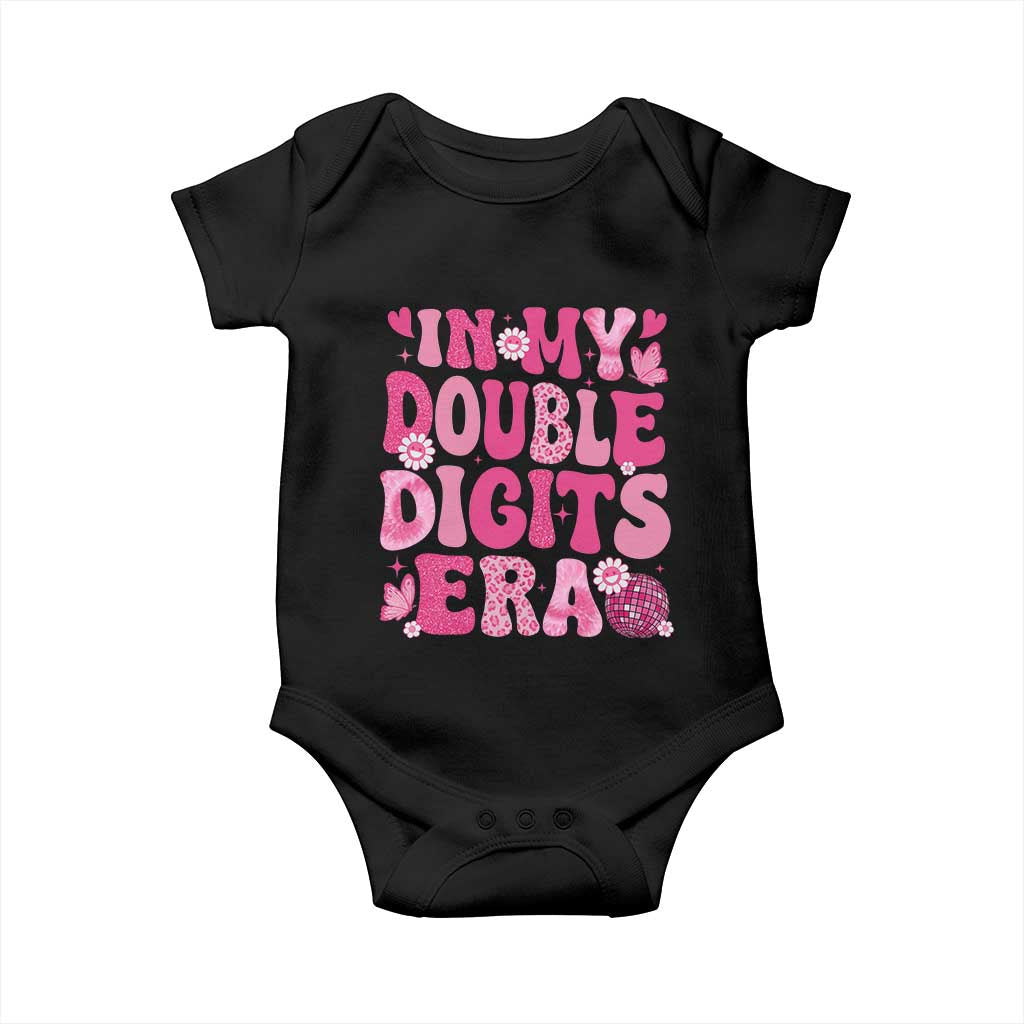 10 Years Old Birthday Girl Baby Onesie In My Double Digits Era TS10 Black Print Your Wear