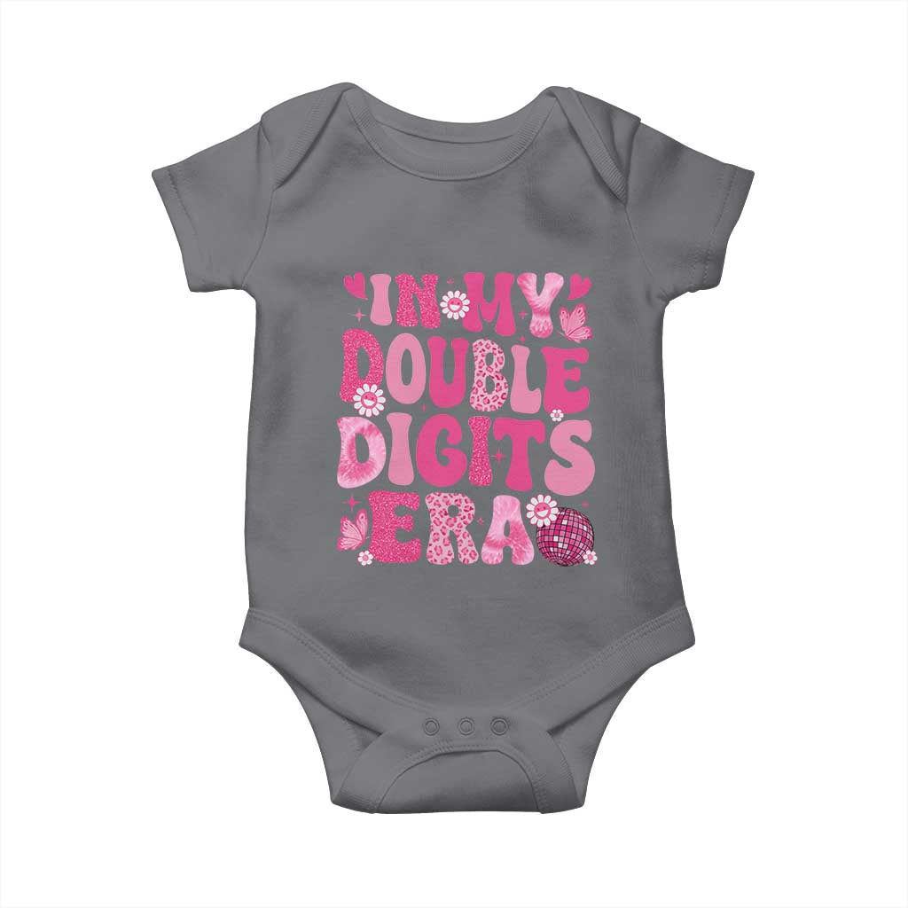 10 Years Old Birthday Girl Baby Onesie In My Double Digits Era TS10 Charcoal Print Your Wear