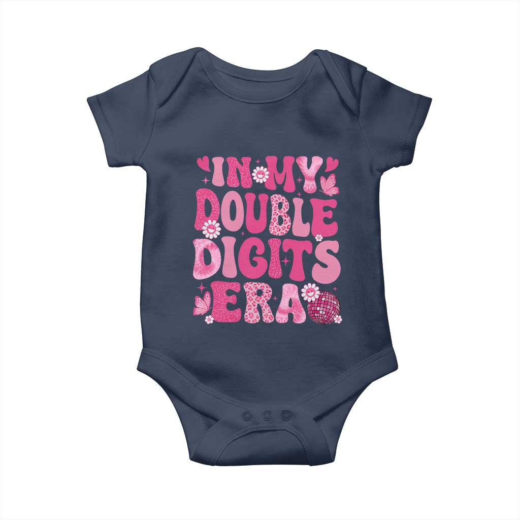 10 Years Old Birthday Girl Baby Onesie In My Double Digits Era TS10 Navy Print Your Wear