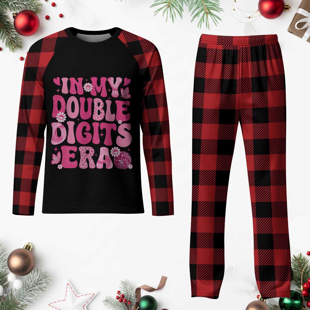10 Years Old Birthday Girl Plaid Pajama Set In My Double Digits Era TS10 Buffalo Plaid Print Your Wear